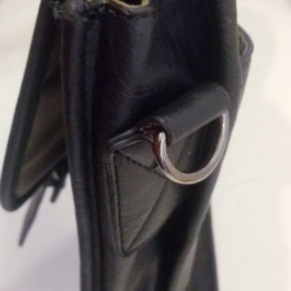 MSK Black Soft Leather Fold Over 14" Briefcase bag - Picture 6 of 8